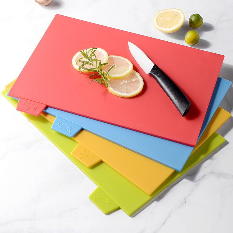 Thickened Square Pp Plastic Cutting Board Set with 4 Colors Raw Cooked ...